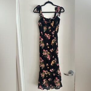 Reformation Black Floral Nikita Dress - Size 8